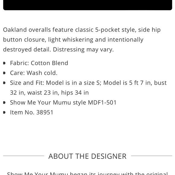 Show Me Your Mumu Oakland Overalls Vintage Indigo. New with tags. Size Small. - Picture 5 of 15